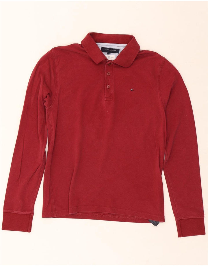 TOMMY HILFIGER Mens Golf Long Sleeve Polo Shirt Medium Red Cotton Vintage Tommy Hilfiger and Second-Hand Tommy Hilfiger from Messina Hembry 