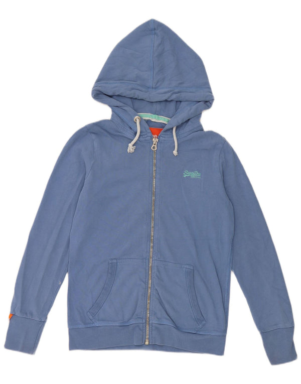 Superdry Damen-Kapuzenpullover mit Reißverschluss, UK 14, Größe L, Blau, Baumwolle