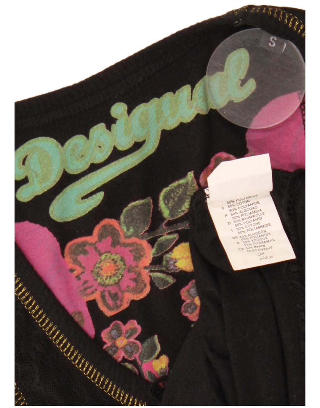DESIGUAL Grafik-Blusenoberteil für Damen, Größe S, Größe S, Schwarz, geometrisch, Polyamid