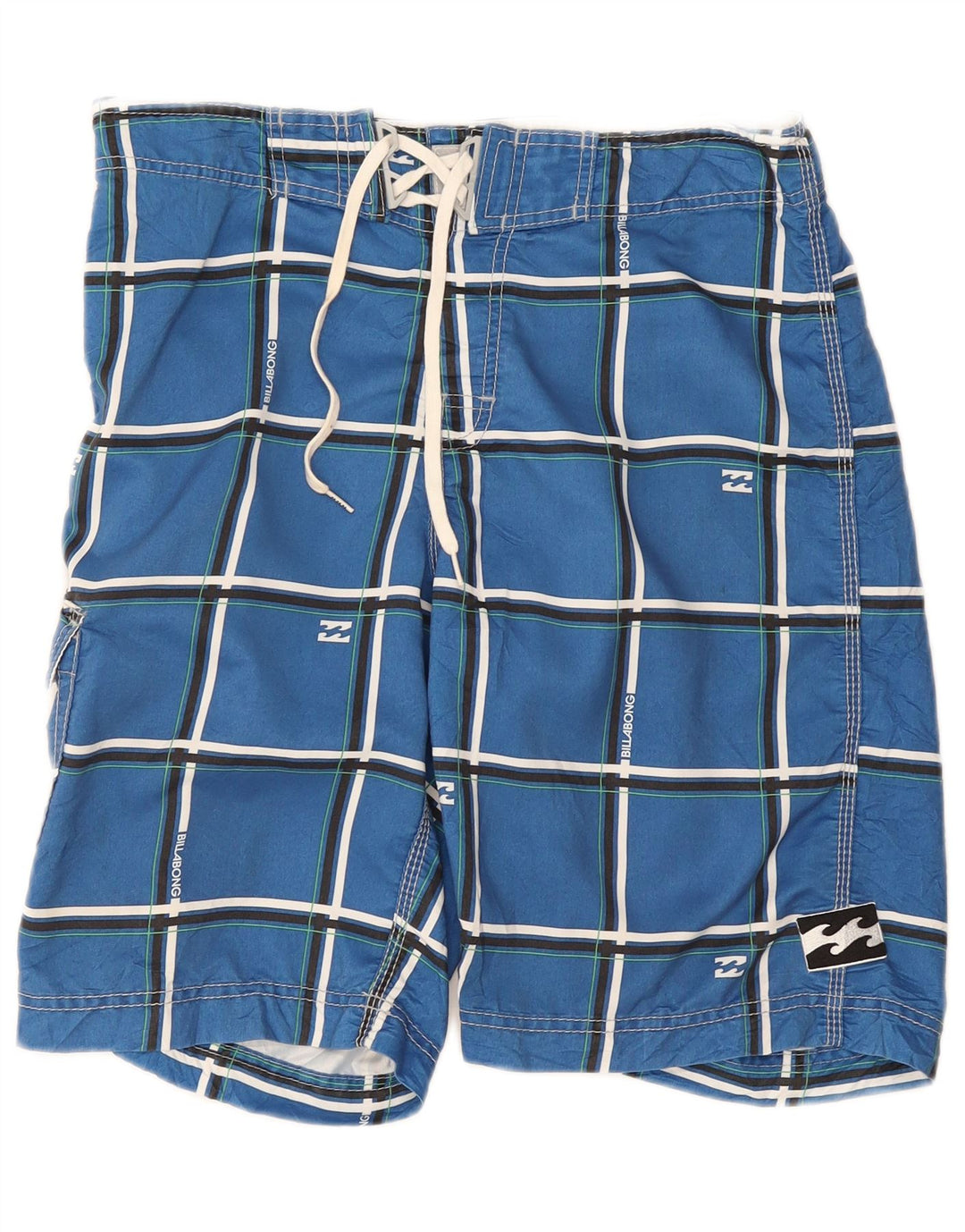 Billabong Herren-Badeshorts aus mittelblau kariertem Polyester