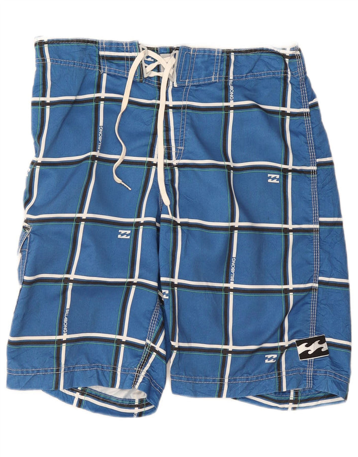 Billabong Herren-Badeshorts aus mittelblau kariertem Polyester