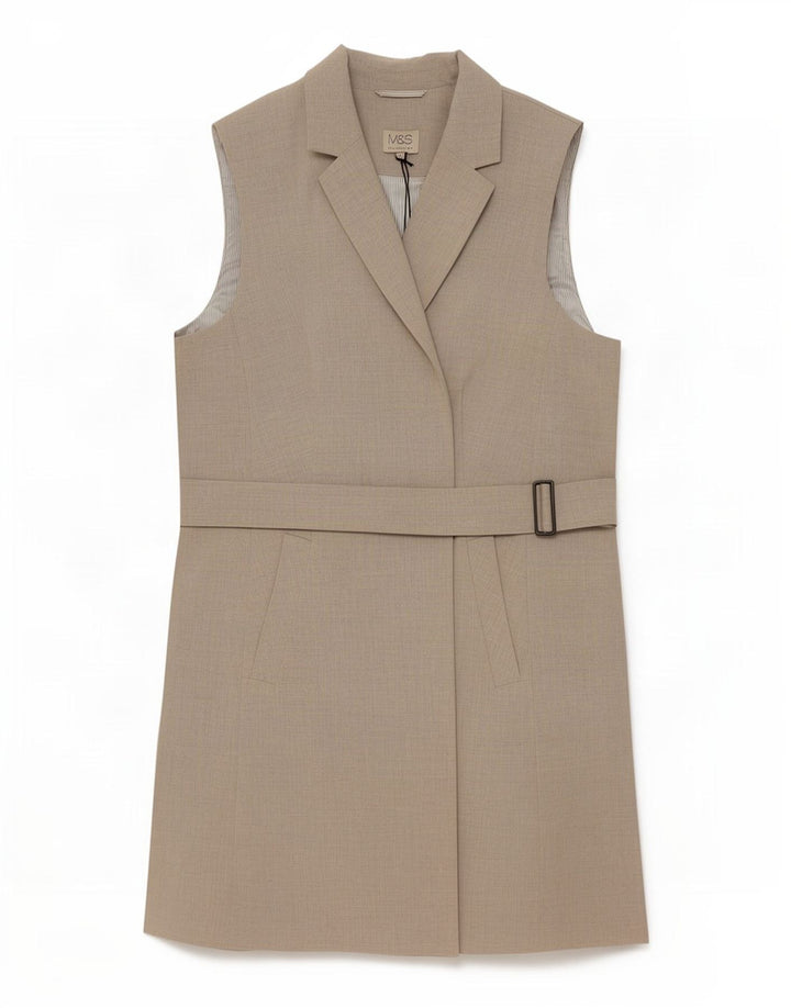 Marks & Spencer Damen Longline ärmellose Blazerjacke UK 16 Large Grau