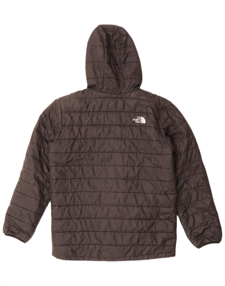 The North Face wattierte Jungenjacke mit Kapuze, 14–15 Jahre, XL, schwarzes Polyester