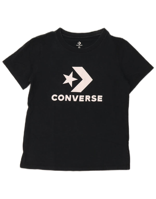 Converse Damen-T-Shirt mit Grafik, UK 10, Größe S, Schwarz, Baumwolle