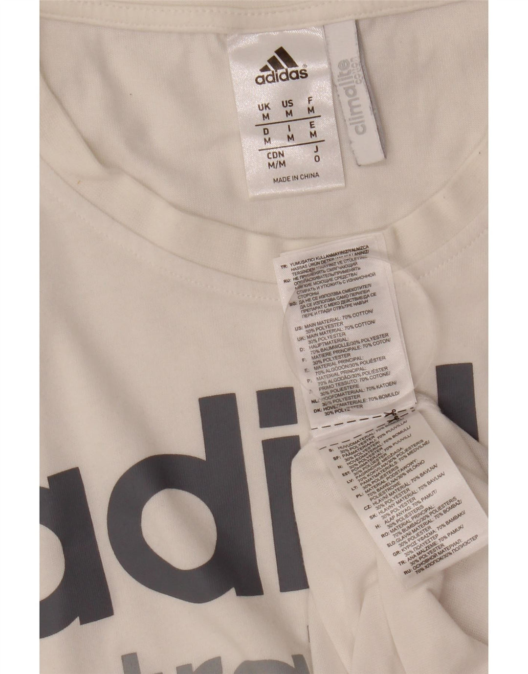 Adidas Herren Climalite Graphic T-Shirt Top aus mittelweißer Baumwolle