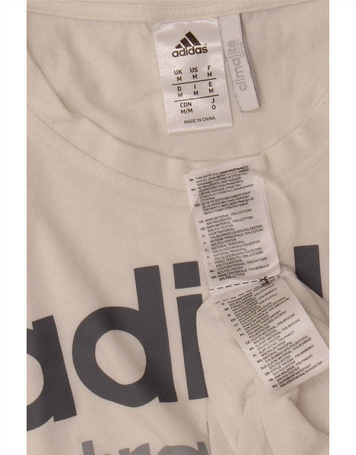 Adidas Herren Climalite Graphic T-Shirt Top aus mittelweißer Baumwolle