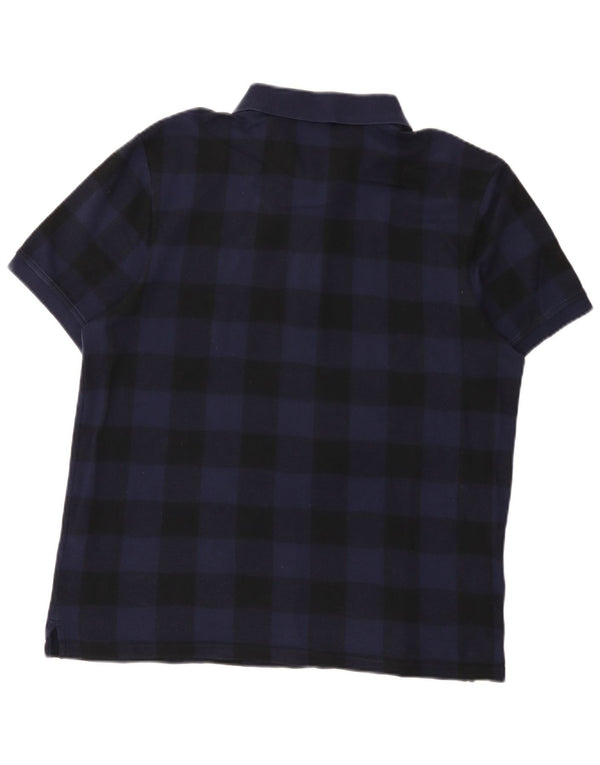 Lyle & Scott Herren-Poloshirt XL aus marineblauer Gingham-Baumwolle