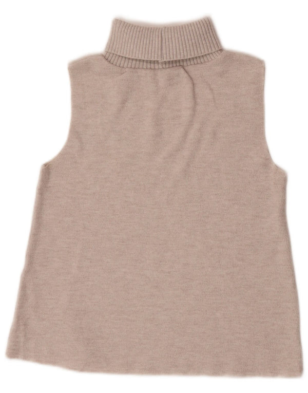 Zara Damen Crop Roll Neck Vest Tank Top UK 8 Small Grau meliert