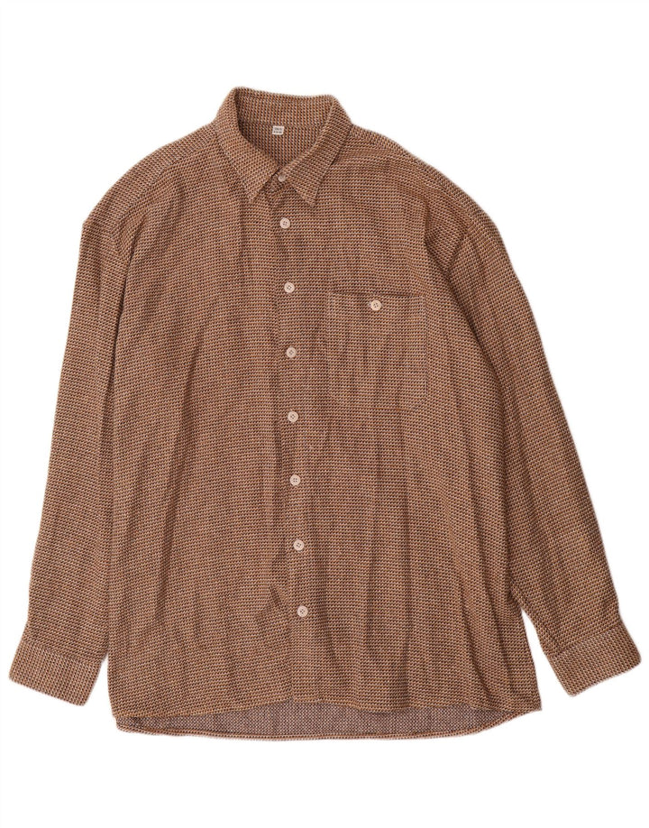 Vintage Herrenhemd Größe 43 XL Braune Hahnentritt-Baumwolle