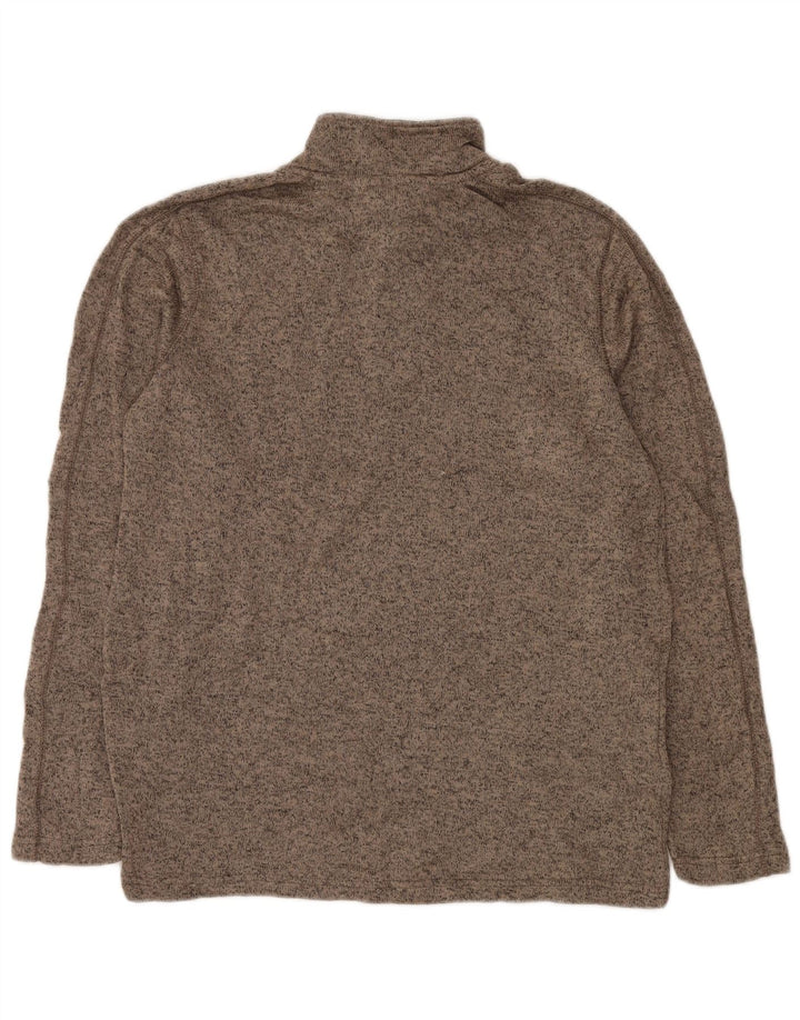 EDDIE BAUER Herren-Sweatshirt mit Reißverschluss am Hals, großes beige geflecktes Polyester