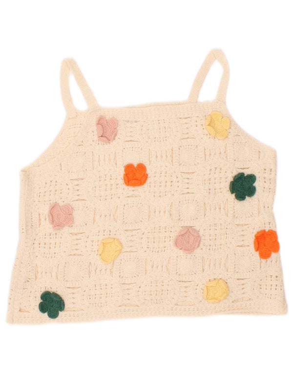 Zara Häkel-Cami-Top für Mädchen, 6–7 Jahre, gebrochenes Weiß mit Blumenmuster