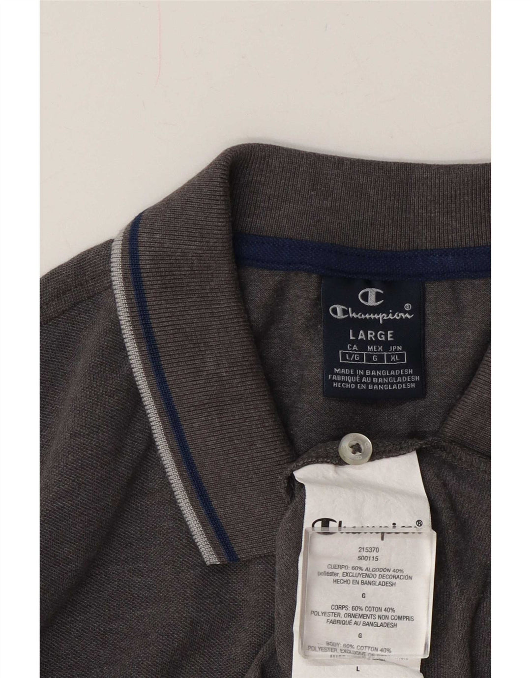 Champion Herren-Poloshirt, groß, grau gestreift, Baumwolle