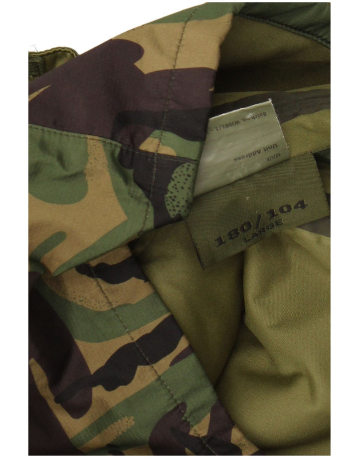 Vintage Herren-Utility-Jacke mit Kapuze, UK 40, großes grünes Camouflage-Polyester