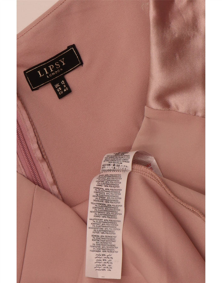 Lipsy Damen Kleid mit Rüschen vorne, schulterfrei, UK-Größe 12, Mittelrosa, Polyester