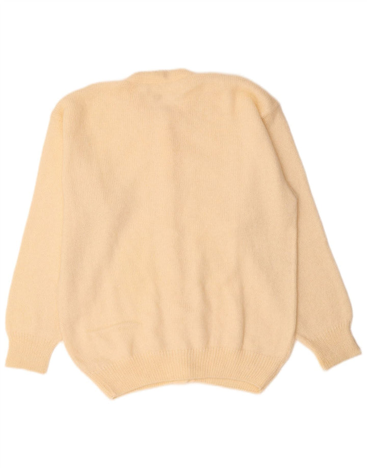 VINTAGE Damen Cardigan Pullover UK 14 Medium Off White Mohair