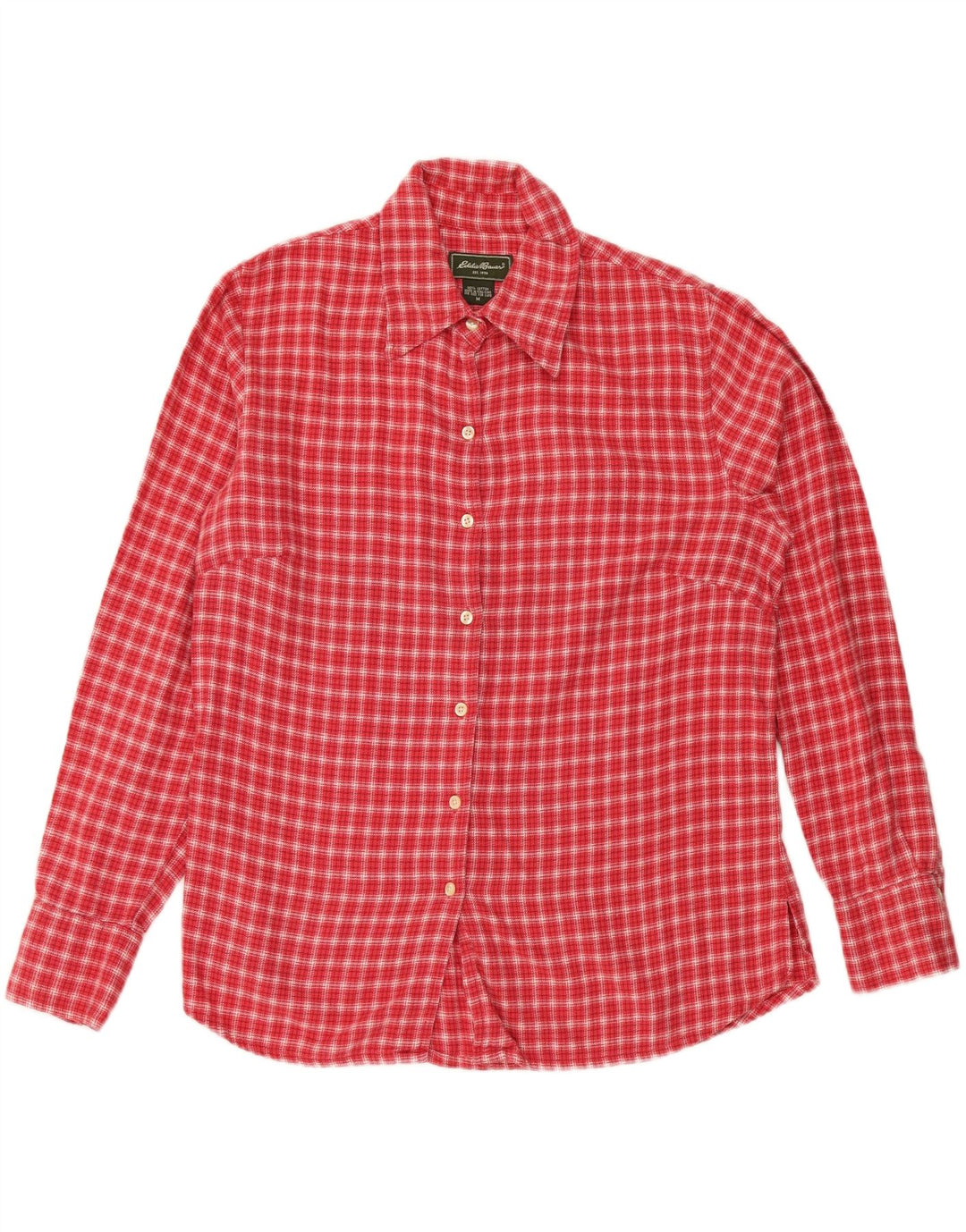 EDDIE BAUER Womens Flannel Shirt UK 14 Medium Red Check Cotton Vintage Eddie Bauer and Second-Hand Eddie Bauer from Messina Hembry 