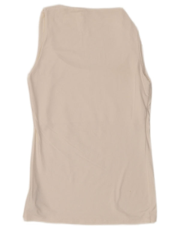 Zara Damen Weste Top UK 12 Medium Weiß Polyamid