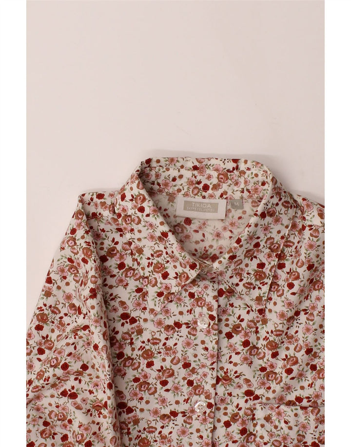 TIKIDA Womens Shirt UK 14 Medium Pink Floral Polyester Vintage TIKIDA and Second-Hand TIKIDA from Messina Hembry 