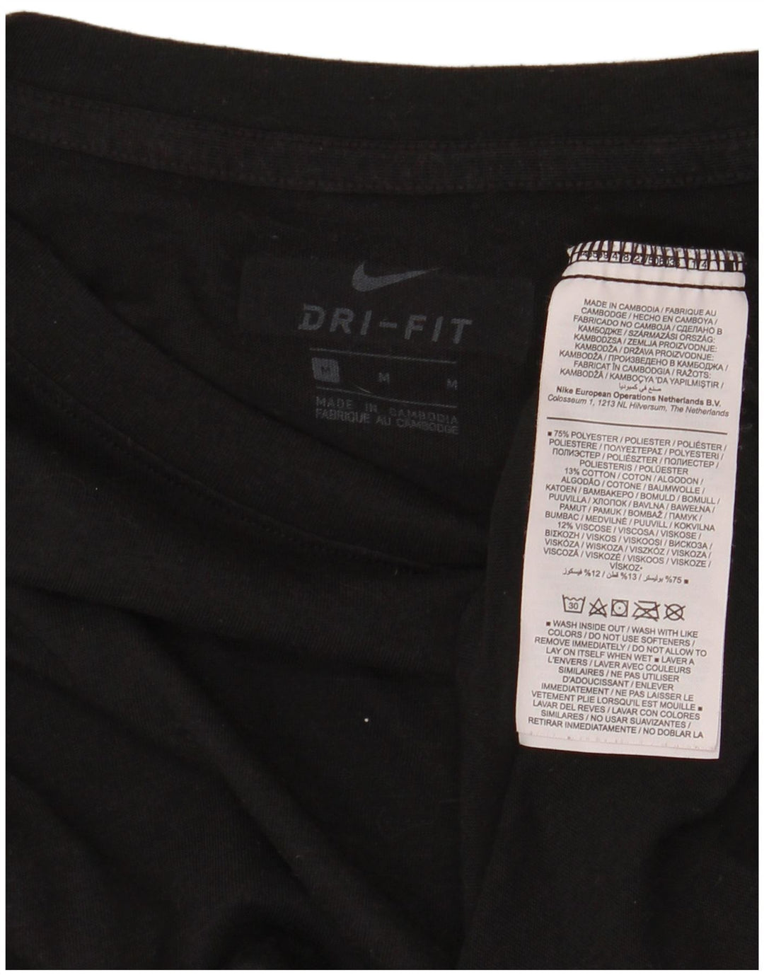 Nike Damen Dri Fit Crop Übergroßes Grafik-T-Shirt-Oberteil UK 14 Medium Schwarz