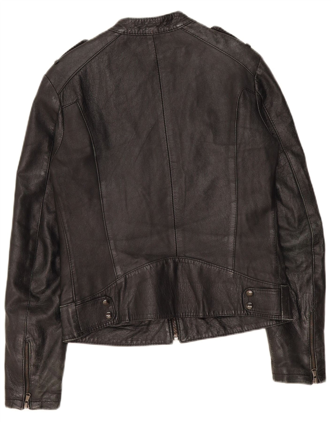 Vintage Damen Leder Bikerjacke UK 12 Mittelschwarzes Leder