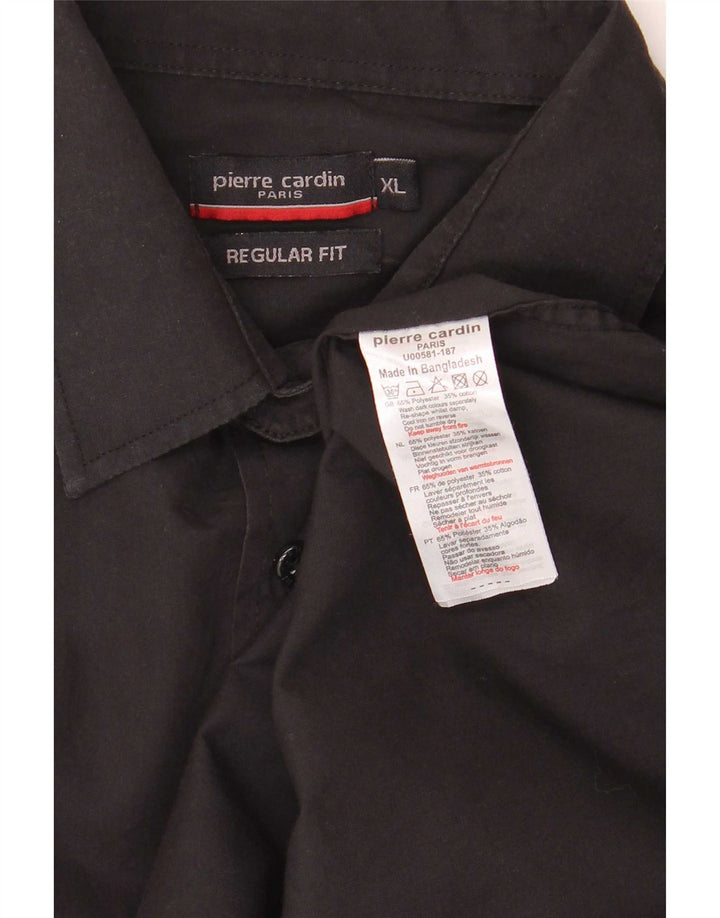 Pierre Cardin Herren Regular Fit Hemd XL Schwarz Polyester