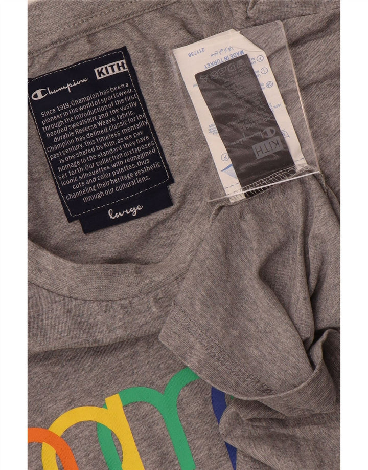 Champion Herren-T-Shirt mit Grafik, Größe L, Grau, Baumwolle