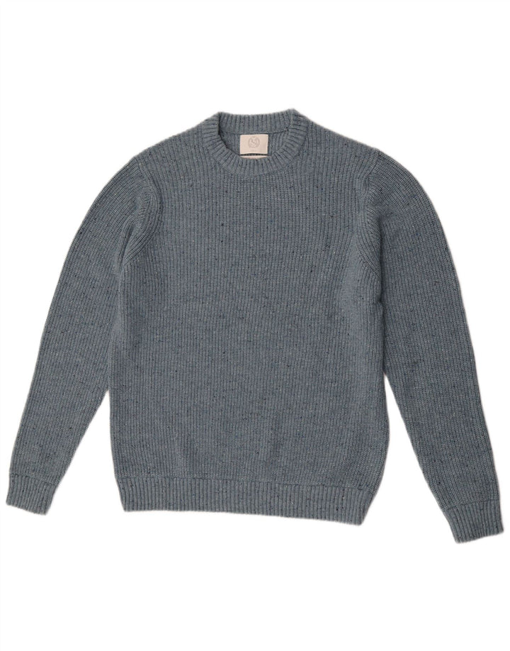 Marks & Spencer Herren-Pullover mit Rundhalsausschnitt, groß, blau meliert, Polyamid