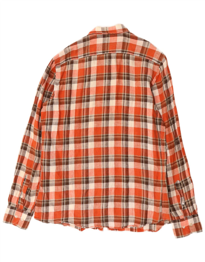 Massimo Dutti Herren-Hemd mit lässiger Passform, Mittelrot kariert