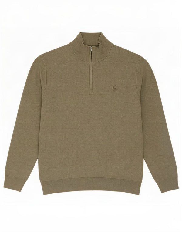 Polo Ralph Lauren Herren-Pullover mit Reißverschluss, XL, Khaki, Baumwolle