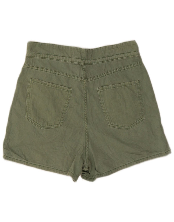 Zara Damen Pegged Denim Shorts EU 38 Small W28 Grüne Baumwolle