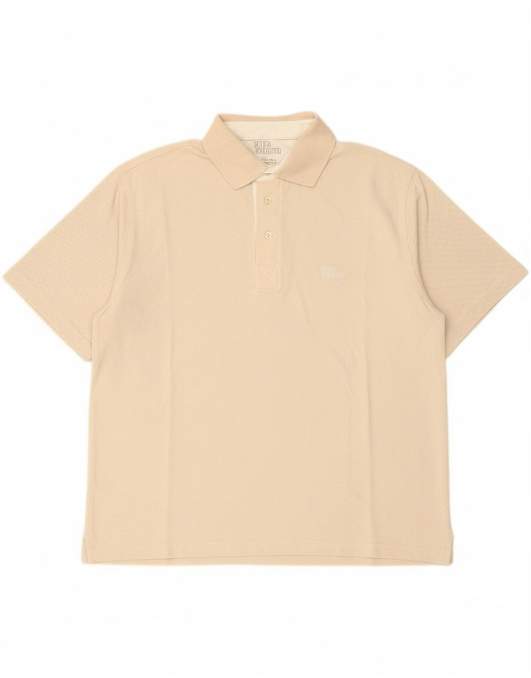 REGINA SCHRECKER Mens Polo Shirt Large Beige Cotton