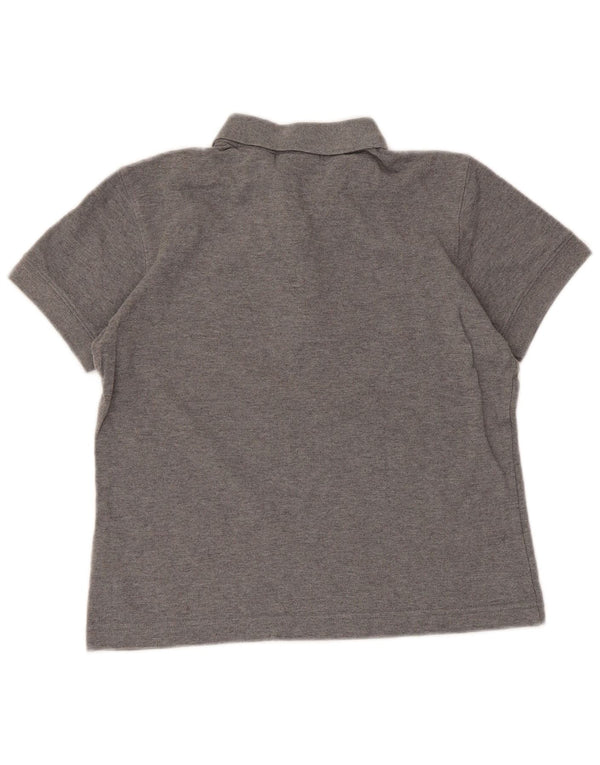 Fila Damen Crop Poloshirt UK 10 Small Grau meliert Baumwolle