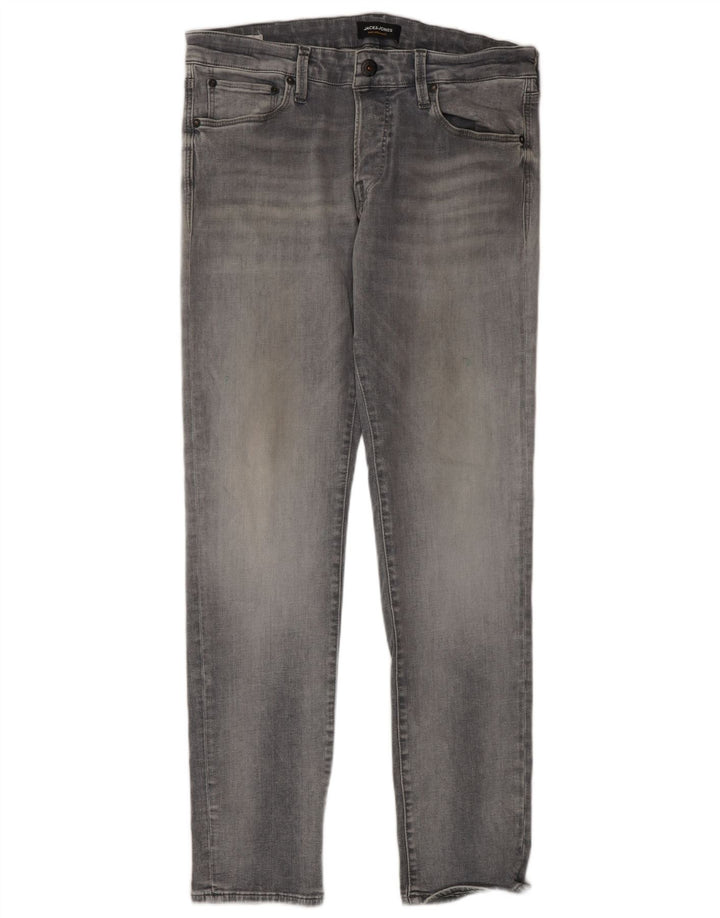JACK & JONES Herren Slim Jeans W34 L32 Graue Baumwolle