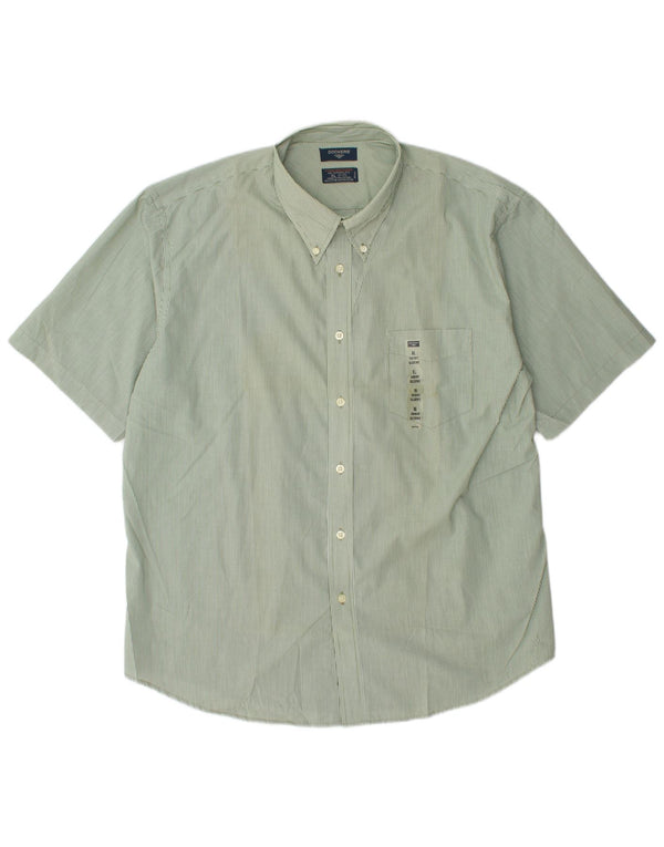 DOCKERS Herren Stain Defender Shirt Größe 17 1/2 XL Grüner Nadelstreifen