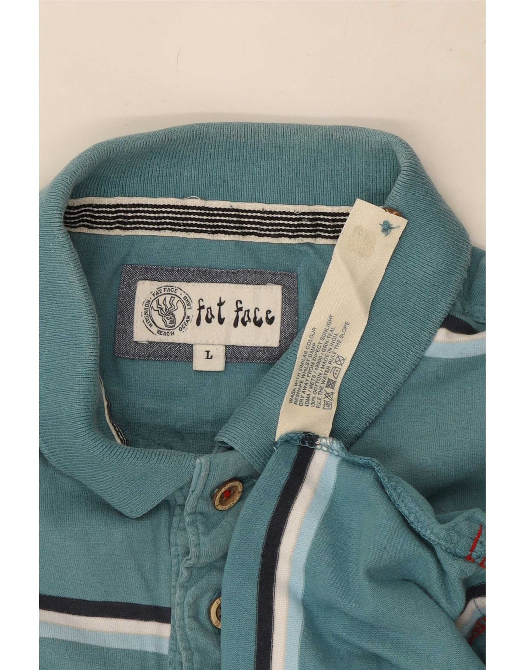 Fat Face Herren-Poloshirt, groß, blau gestreift, Baumwolle