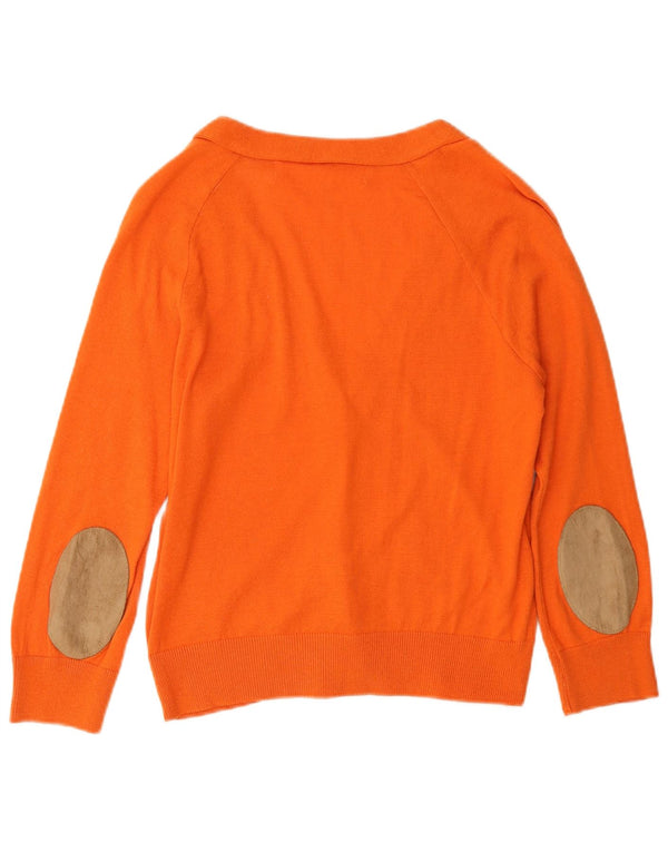 Zara Damen Crop Cardigan Pullover UK 14 Large Orange Baumwolle