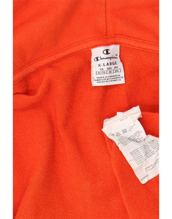 CHAMPION Womens Graphic Zip Hoodie Pullover UK 18 XL Orange Farbblock