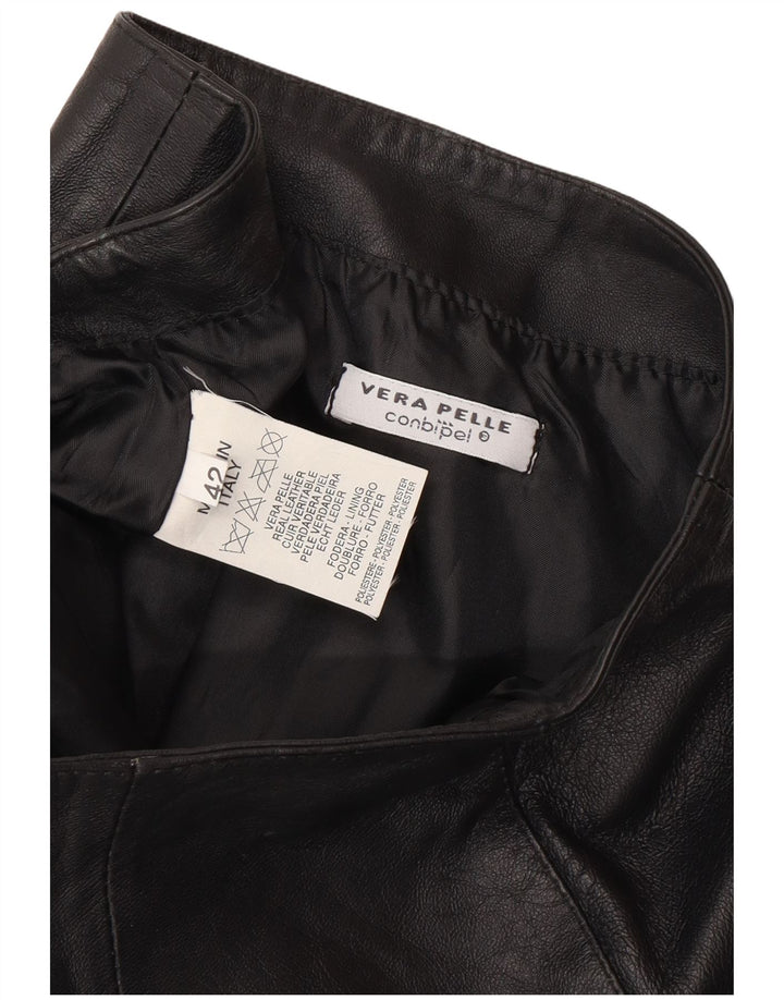 CONBIPEL Damen Lederrock IT 42 Medium W28 Schwarzes Leder