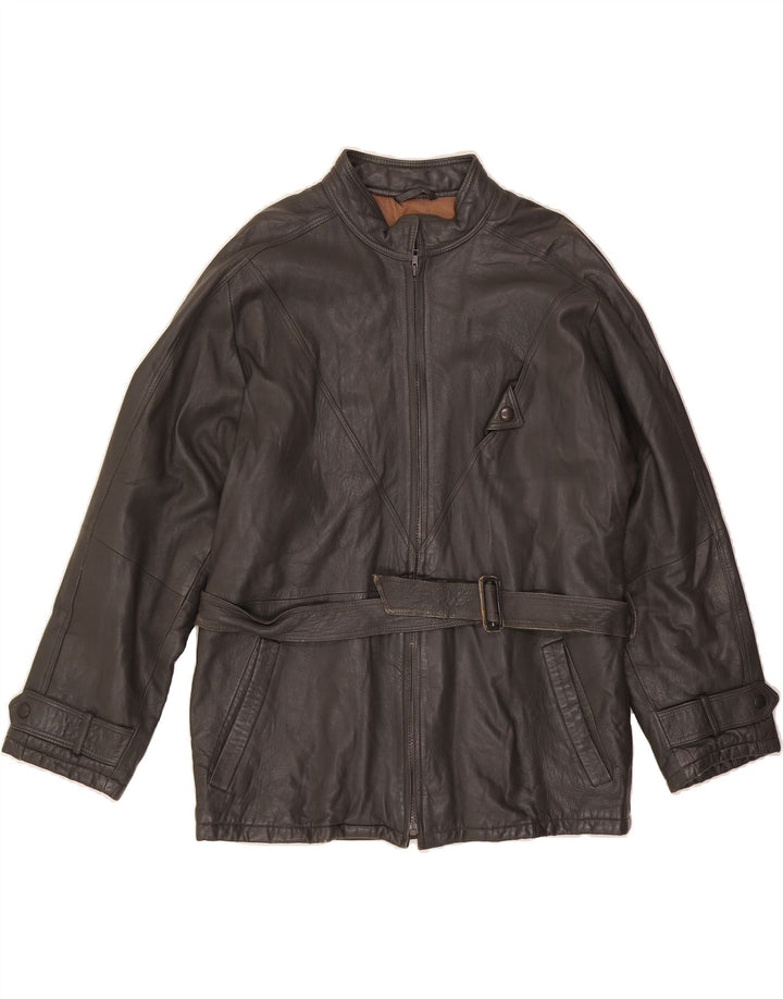 VINTAGE Womens Leather Jacket IT 50 XL Grey Leather Vintage Vintage and Second-Hand Vintage from Messina Hembry 