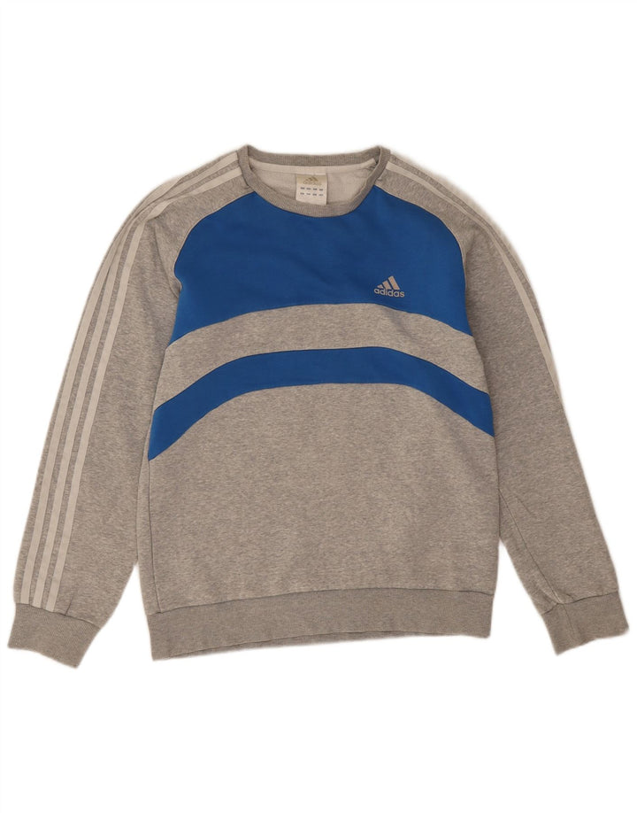Adidas Herren Sweatshirt Pullover Small Grau Colourblock Baumwolle