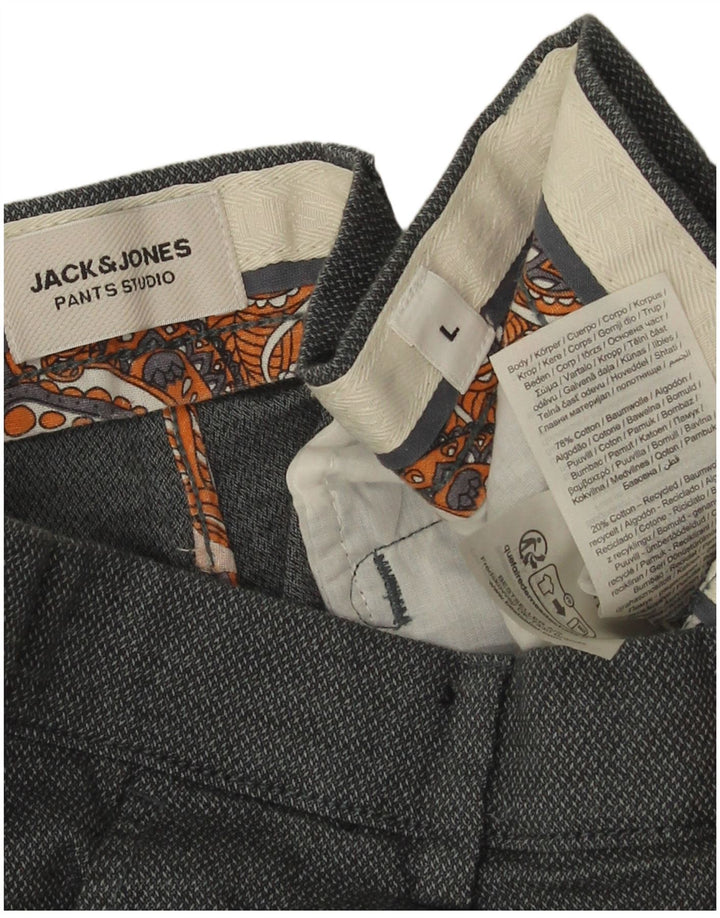 Jack & Jones Herren-Chinoshorts, Größe L, W34, grau gefleckte Baumwolle