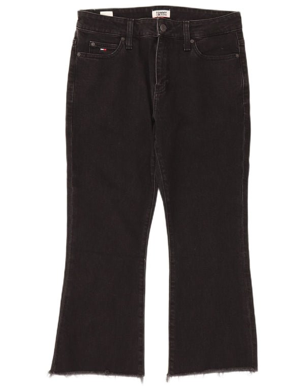 Tommy Hilfiger Damen Flare-Cropped-Jeans, W31, L24, schwarze Baumwolle