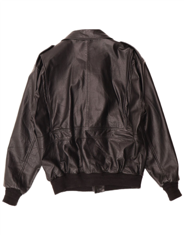 Vintage Herren Militär Bomber Lederjacke UK 42 XL Schwarz