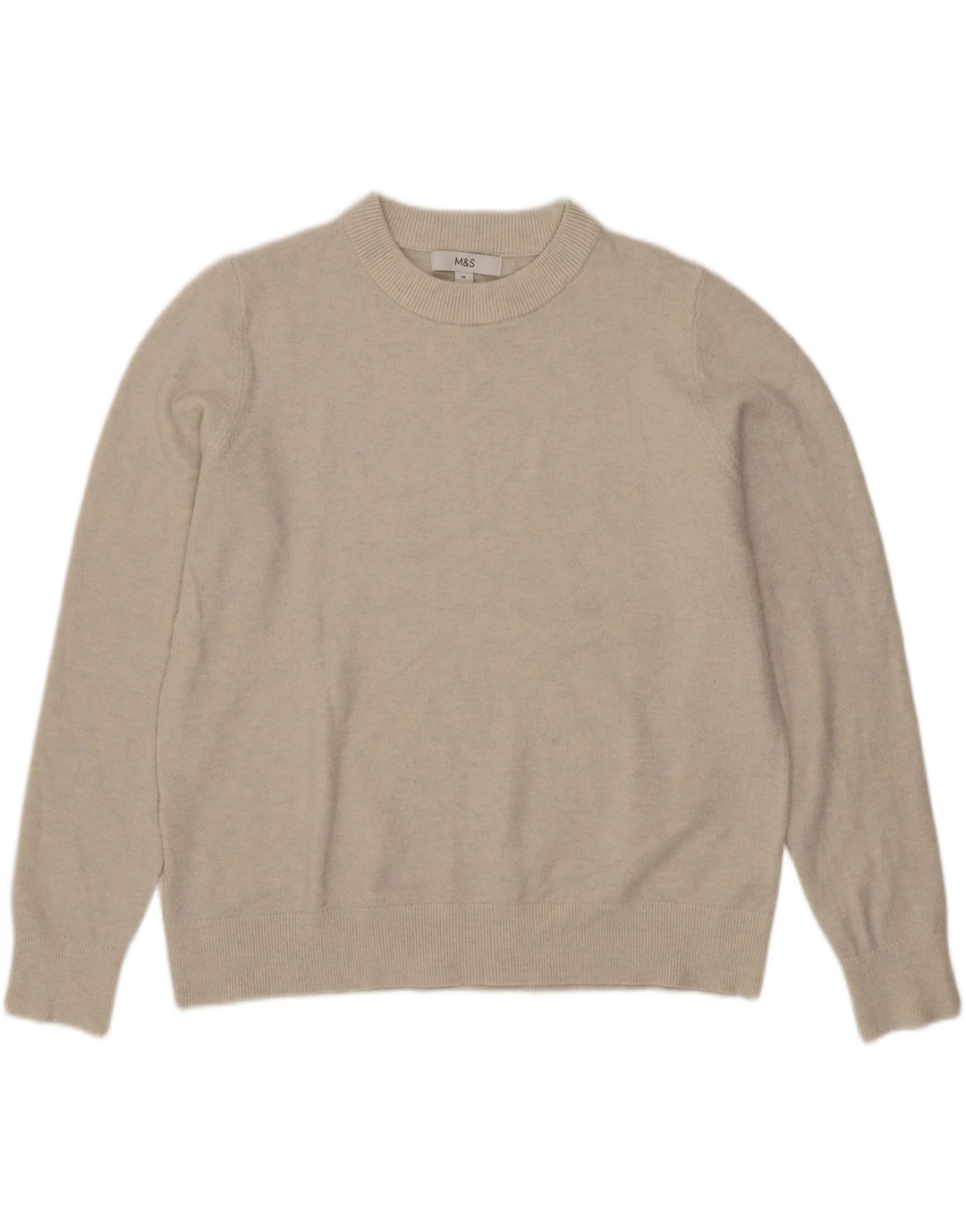 Marks & Spencer Damen-Pullover mit Rundhalsausschnitt, Gr. 14, Mittelbeige