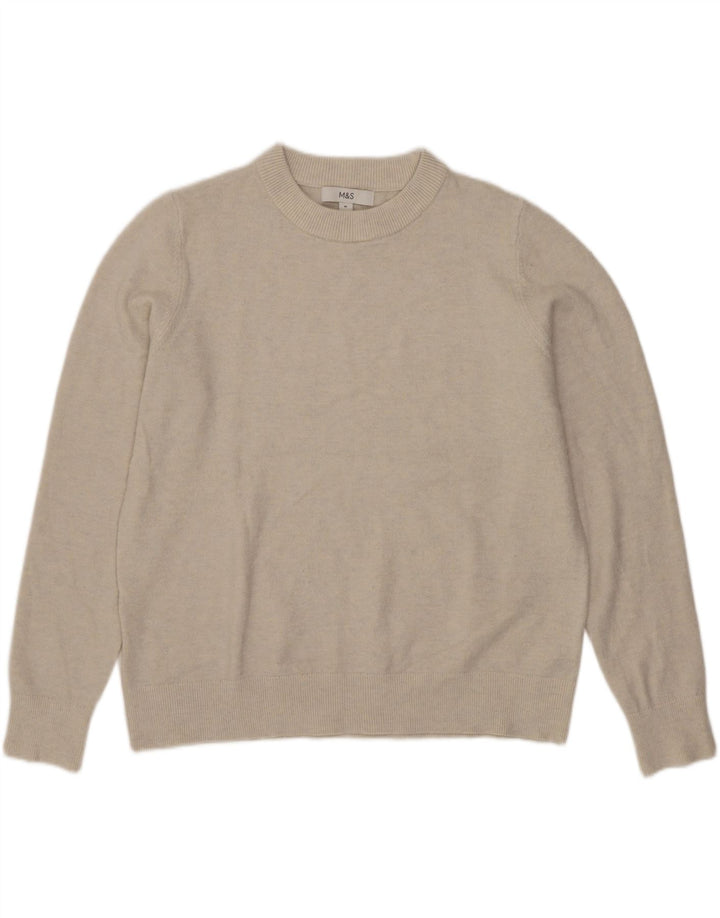 Marks & Spencer Damen-Pullover mit Rundhalsausschnitt, Gr. 14, Mittelbeige