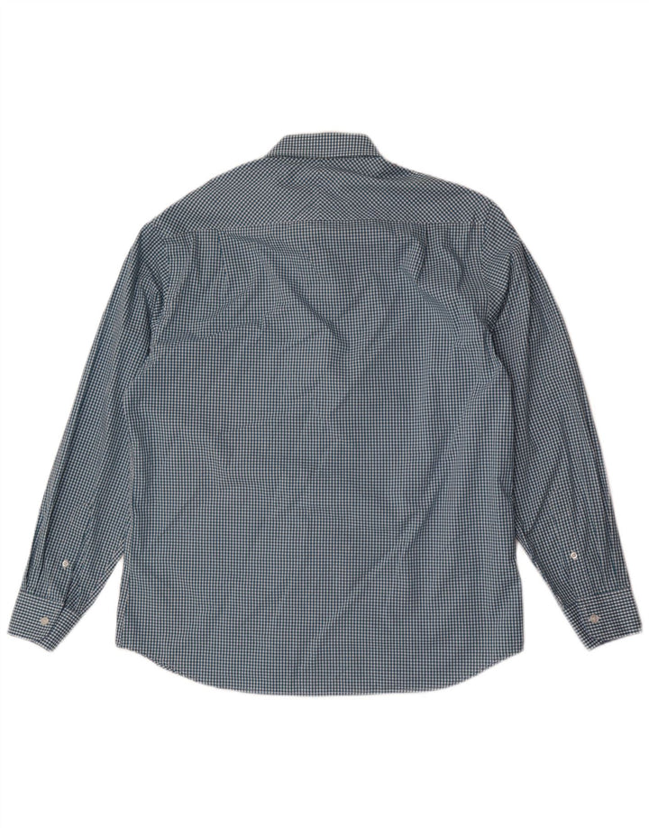 Nautica Herrenhemd, Größe 16 1/2, große blaue Gingham-Baumwolle