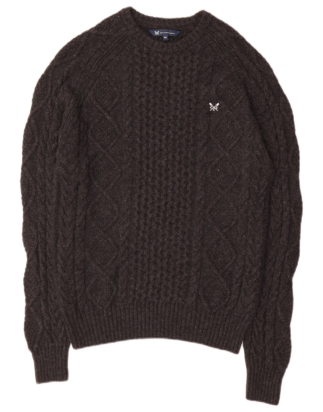 Crew Clothing Herren-Pullover mit U-Boot-Ausschnitt, mittelgraue Viskose