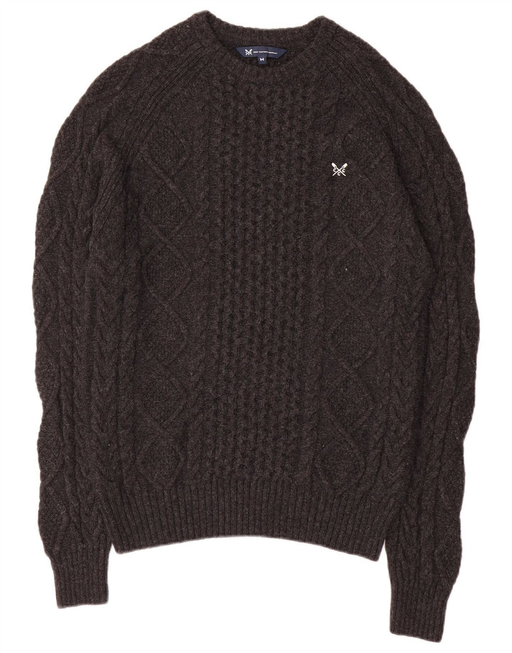 Crew Clothing Herren-Pullover mit U-Boot-Ausschnitt, mittelgraue Viskose