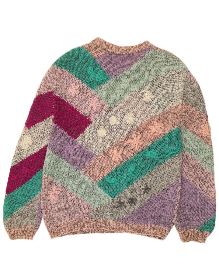 VINTAGE Damen-Pullover mit U-Boot-Ausschnitt, UK 18, XL, mehrfarbig, Blumenmuster