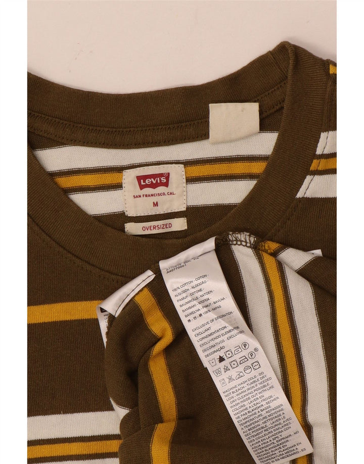 LEVI'S Herren-T-Shirt-Oberteil in Übergröße aus mittelbraun gestreifter Baumwolle